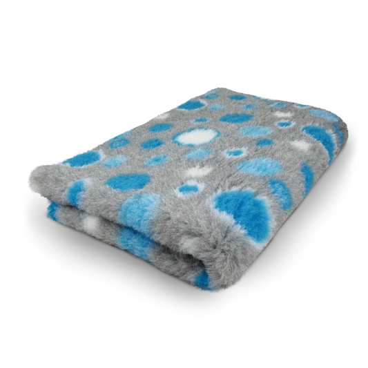 Colchoneta para dormir Ben - manta de peluche - antideslizante - azul y gris - 28 mm